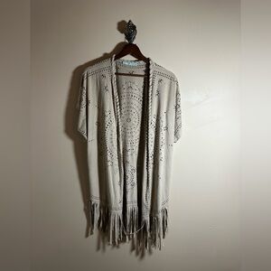Maurices Faux Suede Laser-Cut Cardigan – Soft, Stylish & Versatile - EUC - L/XL